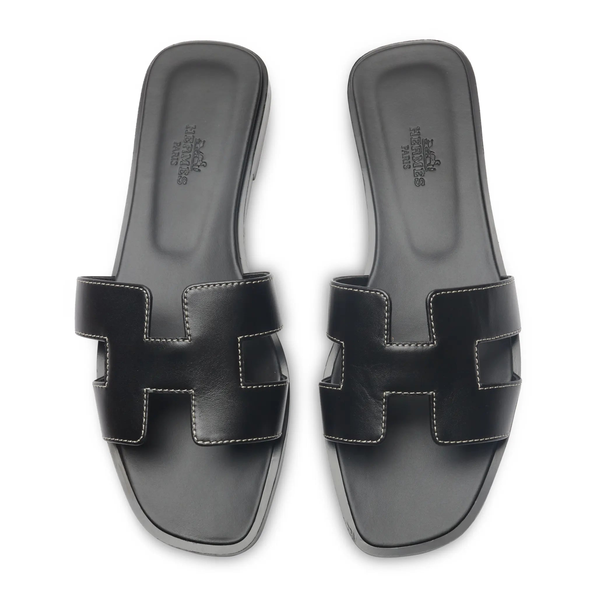 Upper View of Preloved - Hermes Paris Oran Black Sandal H021056Z 01340
